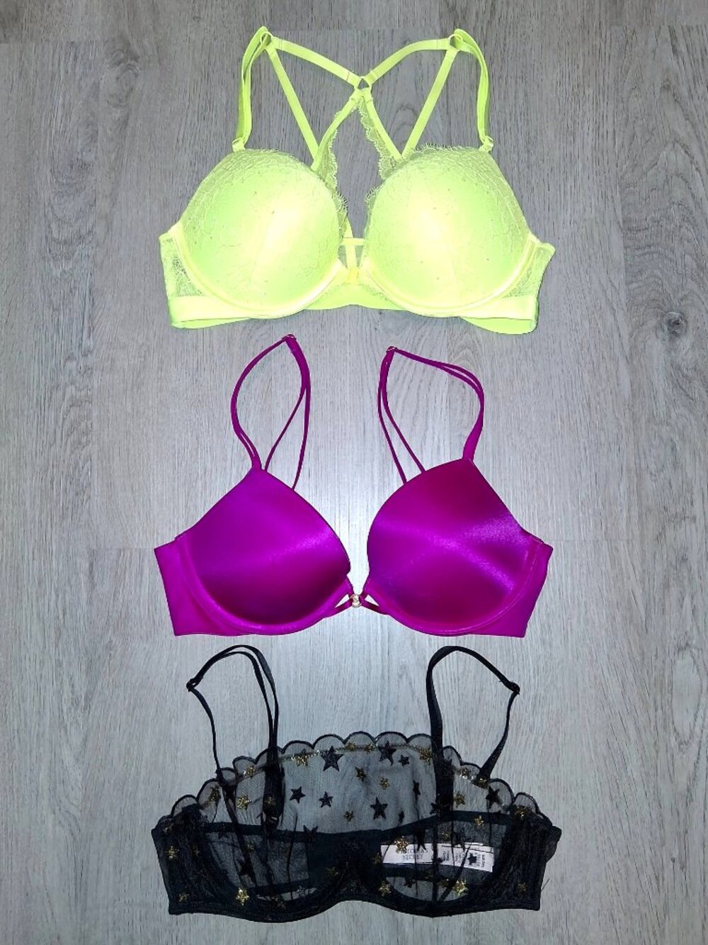Lot of Victoria's Secret Bras Size 34B Very Sexy Push Up Unlined Sheer Lace